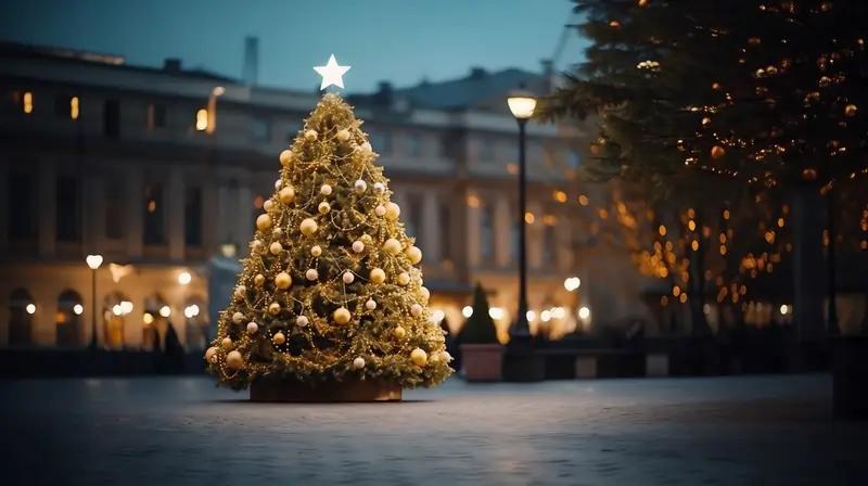 beautifully decorated christmas tree sydney city street